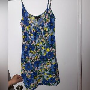 Topshop Blue and Yellow Floral Mini Dress